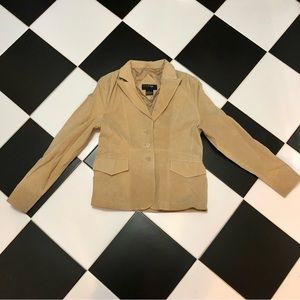 Vintage 80s 90s Outer Edge Lightweight Tan Beige Suede Leather Jacket sz Large